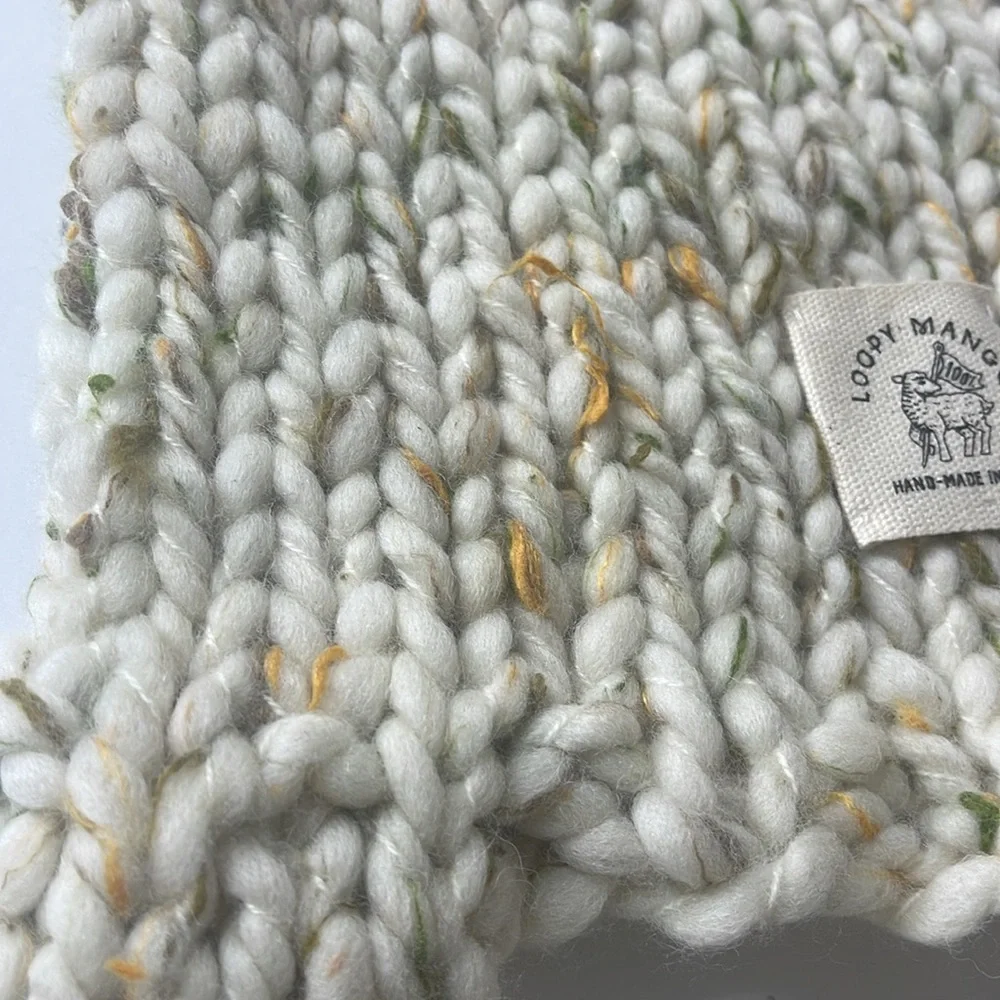 Free People x Loopy Mango Aviatrix Hand Knit Trapper Beanie Ivory / Green